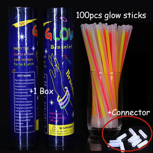 100pcs Glow Sticks For Party Fluorescence Glowsticks Bracelets Neon Necklace Wedding Birthday Concert Halloween Luminous Supplie