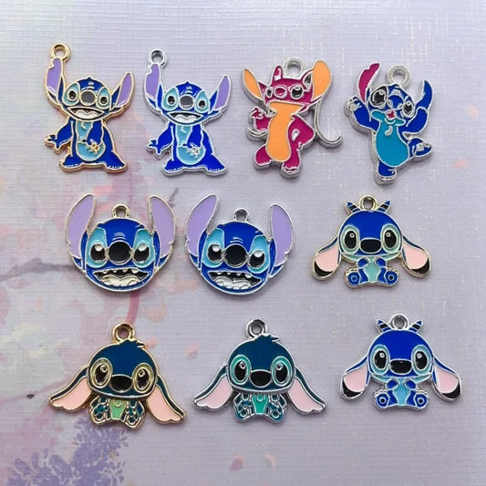 10pcs Enamel Pack Alloy Drops Animal Stitch Charm Pendant Necklace Keychain DIY Handmade Keychain Necklace Cute Earring charms